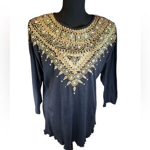 Laura Rogers Originals Palm Desert | Black & Gold Top | Hand Painted | S…